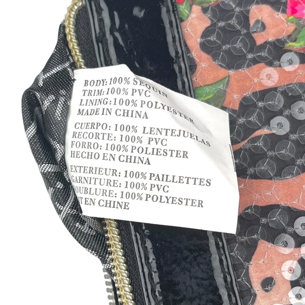 Betsey Johnson Betseyville Wristlet Sequin‎ Cheetah Blossom Bag No Strap